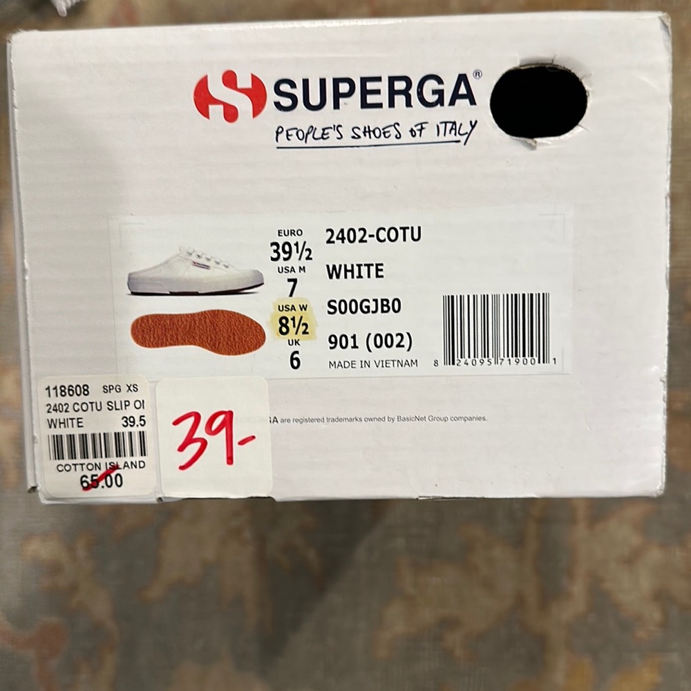 Superga white slip- on sneakers size 8.5